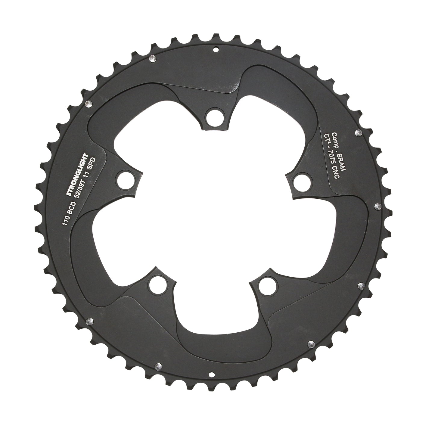 Plateau route Stronglight CT2 D110 52D ext pour SRAM noir int 39D