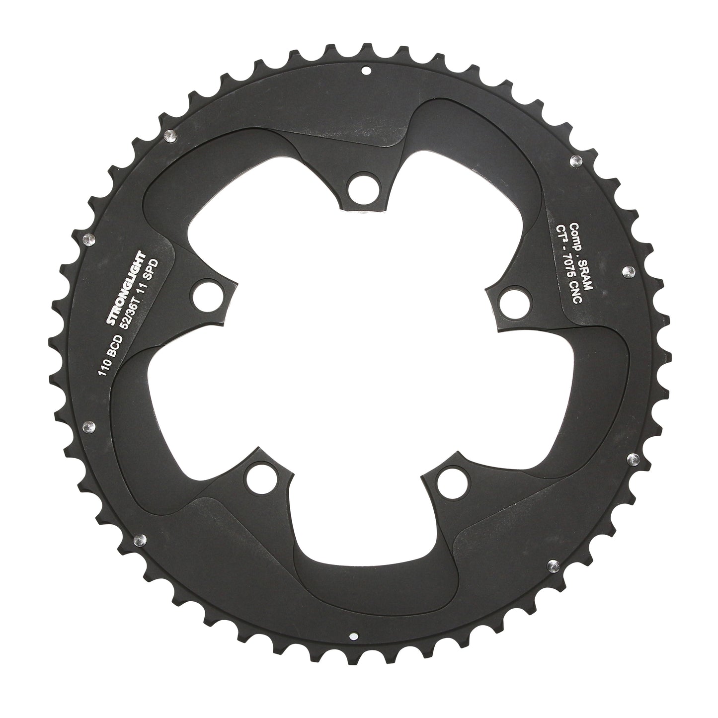 Plateau route Stronglight CT2 D110 52D ext pour SRAM noir int 36D