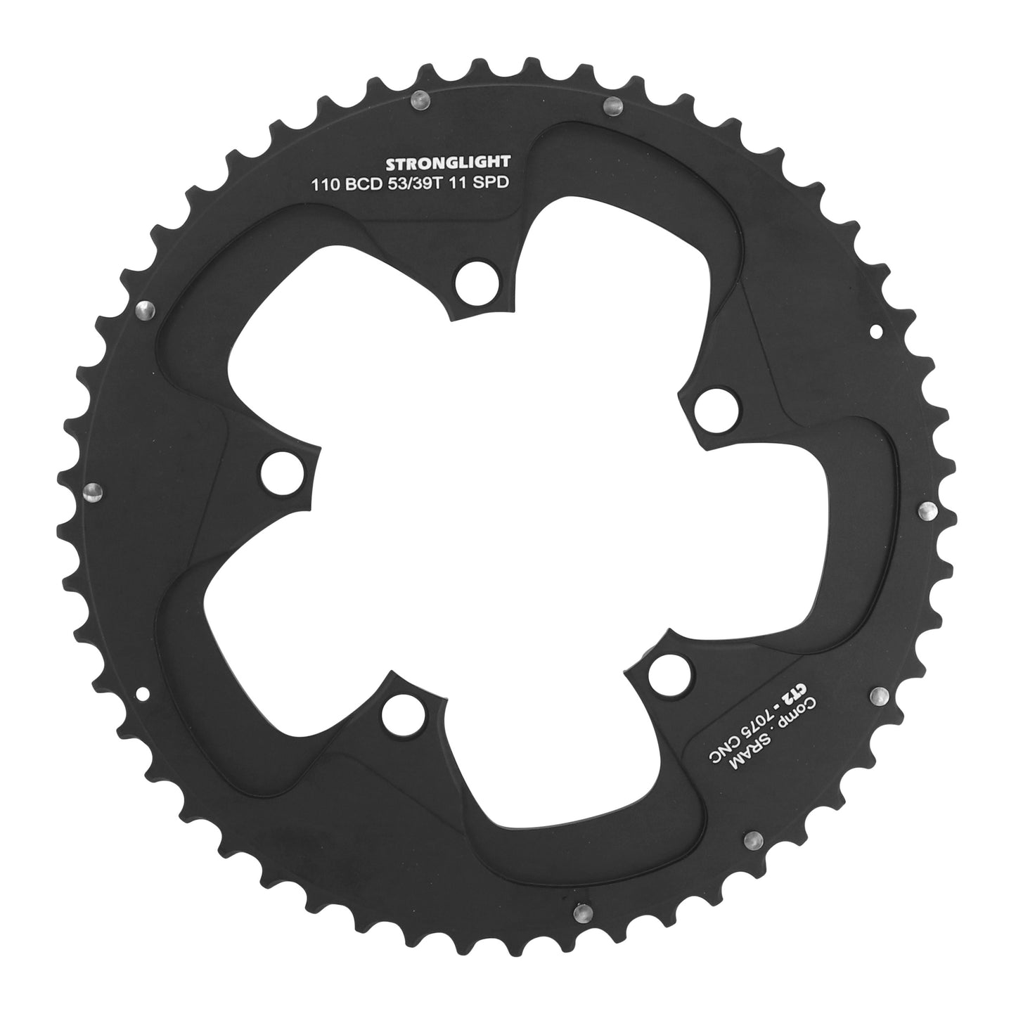 Plateau route Stronglight CT2 D110 53D ext pour SRAM noir int 39D