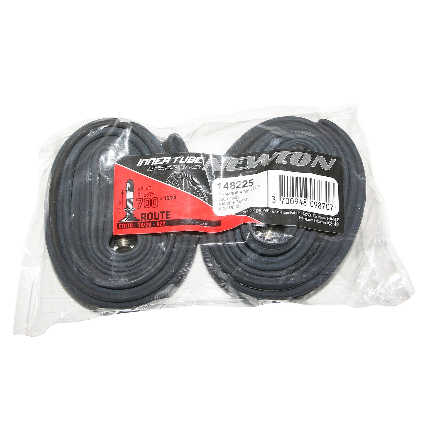 Bicycle inner tube 700 x 19-23 Newton presta valve 43mm (pack of 2)