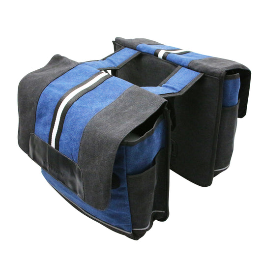 Double rear bike pannier Newton Vib with rain cover 20L black-jean blue, rack-mounted, L 35.5xW12xH30cm, pair