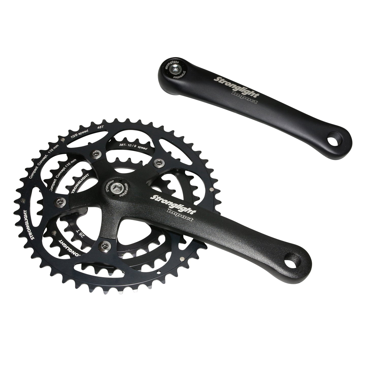 Pédalier route Stronglight Impact noir 170 48x38x28 axe 115