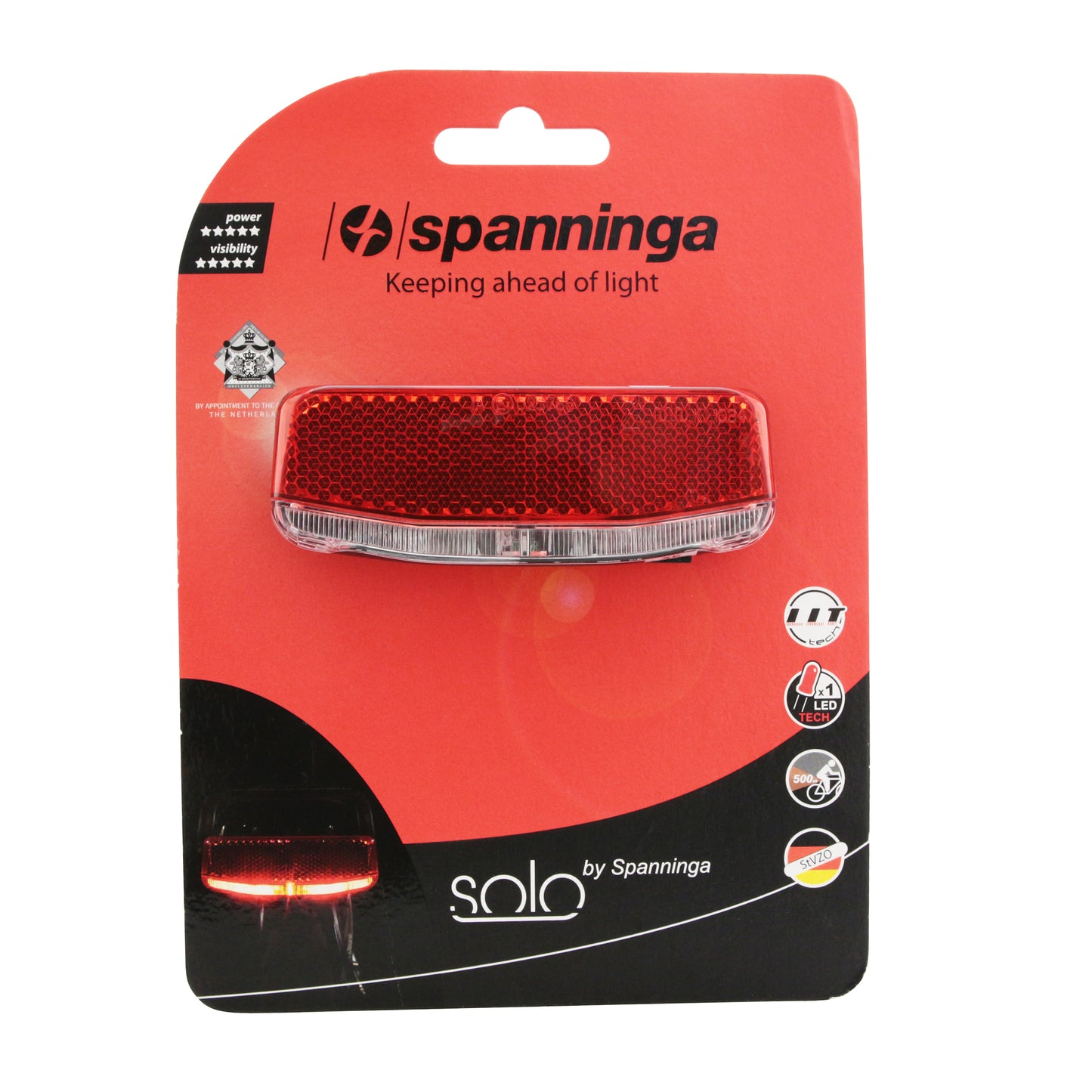 E-bike rear light for pannier rack Spanninga Solo XE 6-36V 1 LED 50-80mm bolt spacing