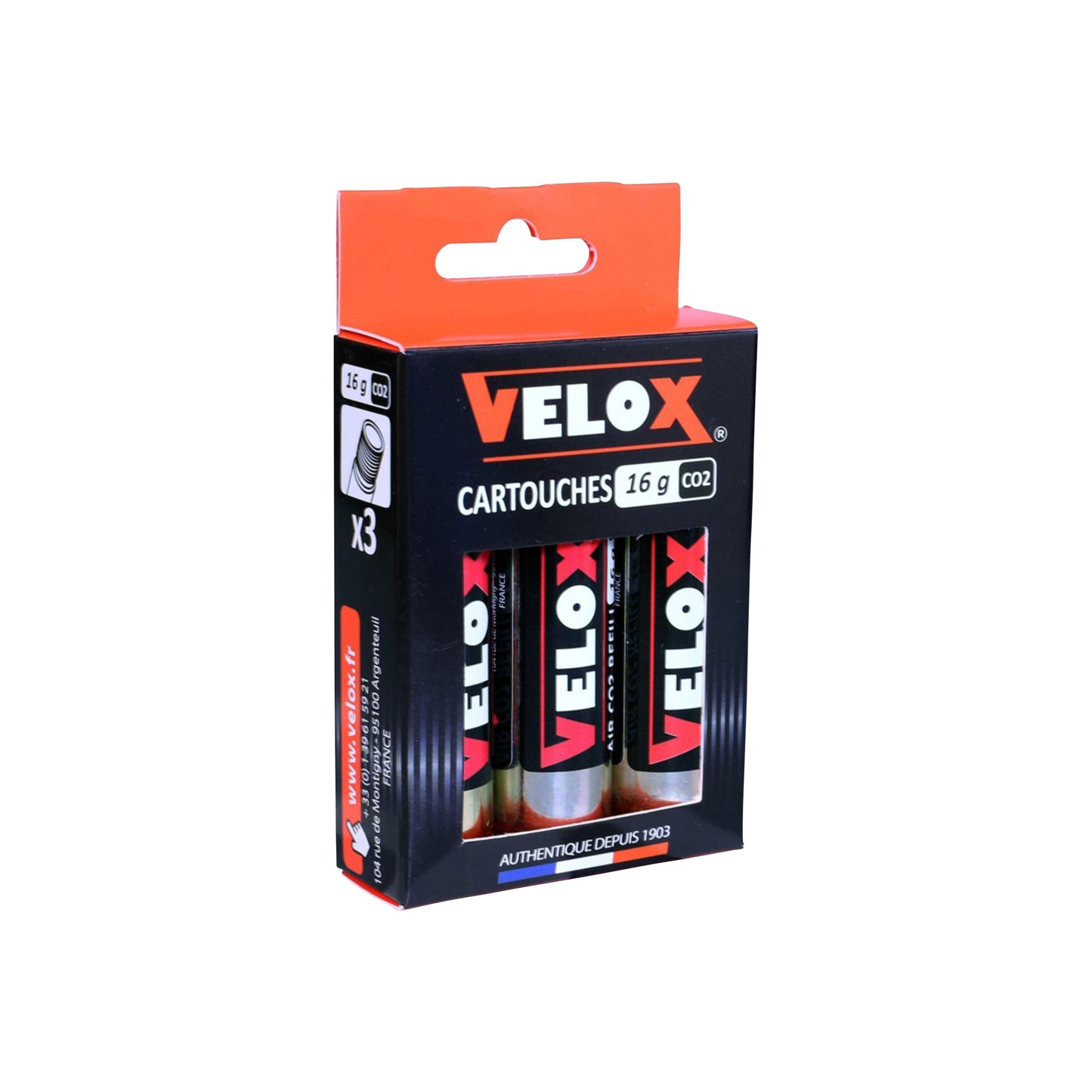 Cartouche CO2 filetée Velox 16 g par 3