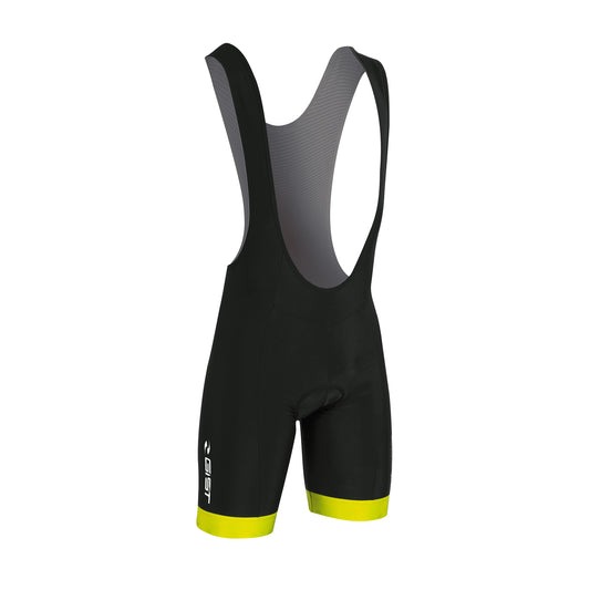 Cuissard court Gist à bretelles fond coolmax noir bords jaune fluo (5116)