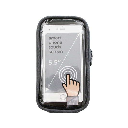 Sacoche de cadre-potence vélo Basil pour portable / I-phone fixation à velcro gris fonce 1l sangles tube oversize 19x11x11cm