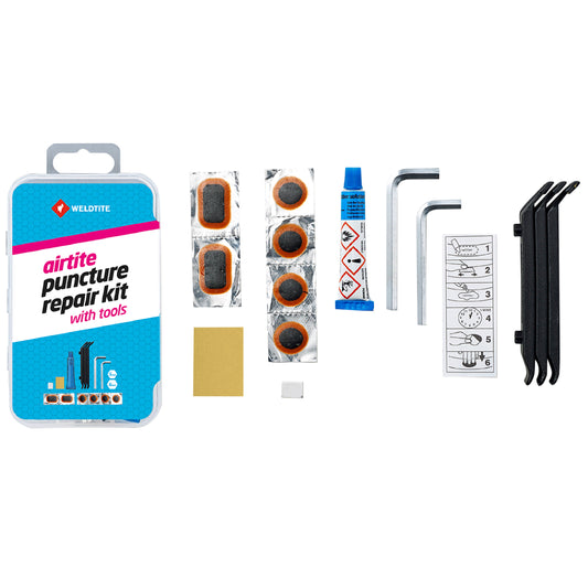 Kit réparation chambre à air Weldtite VTT avec outils