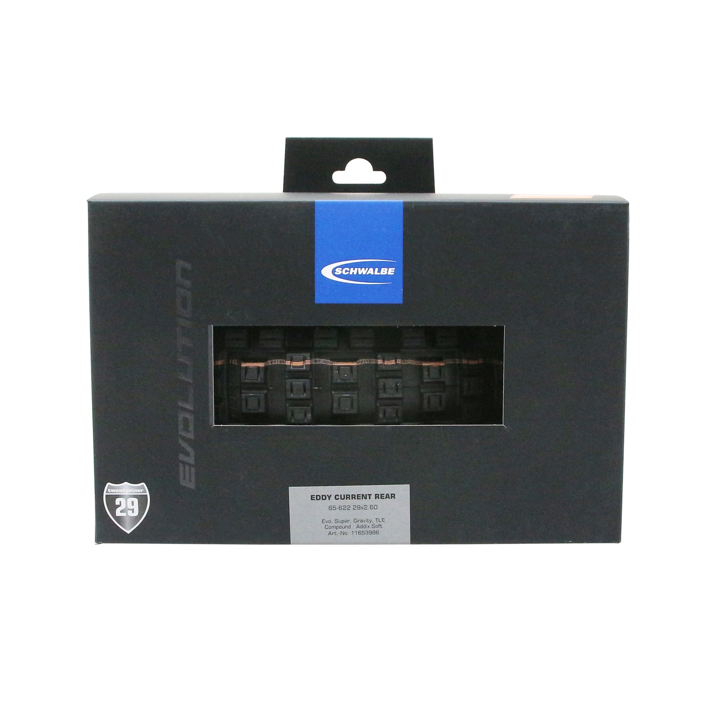 Pneu VTT Gravity - VAE 29 X 2.60 Schwalbe Eddy Current Rear Addix Super Gravity Noir Tubeless Ready TS (65-622) Homologué VAE e50