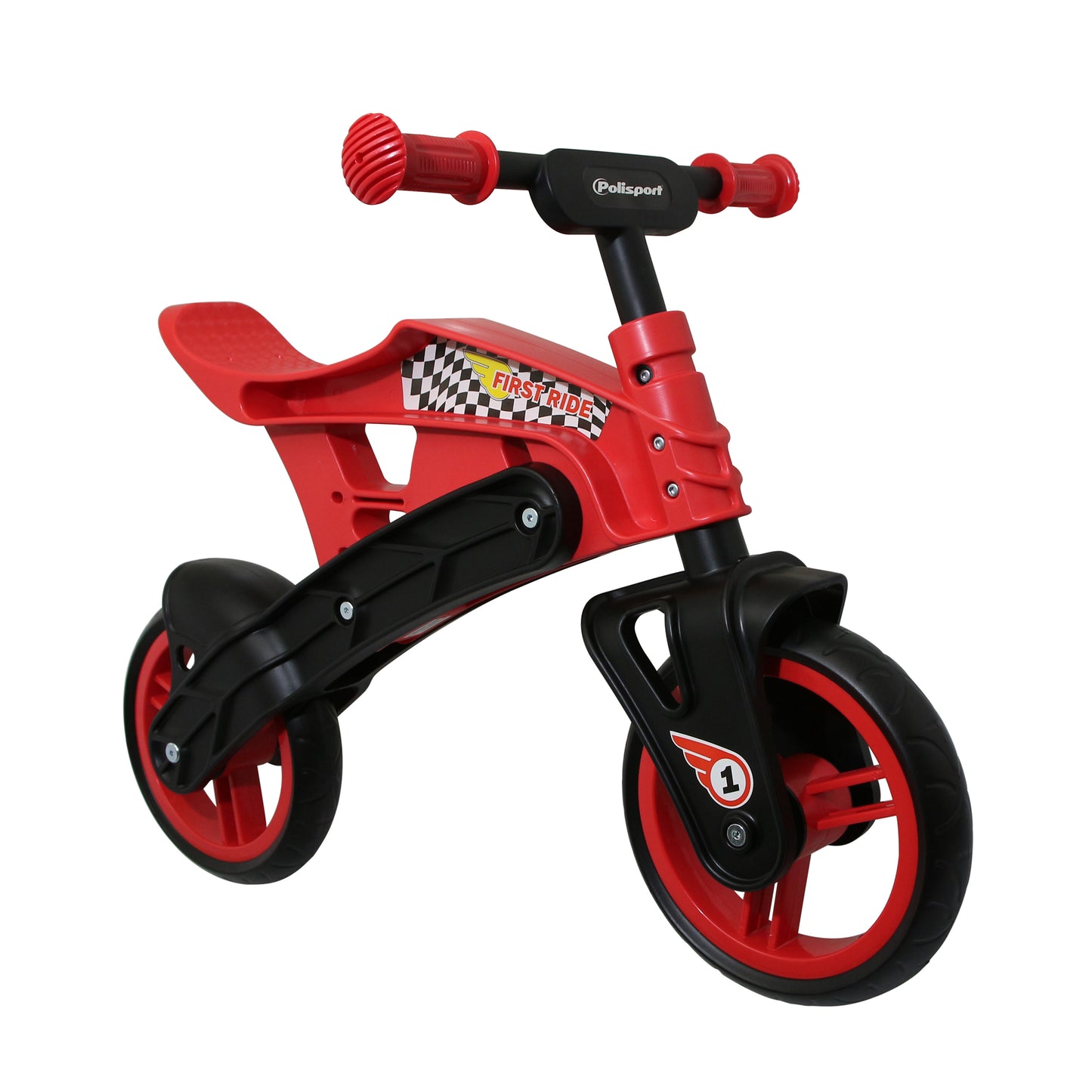 Polisport red 12-inch off-road balance bike