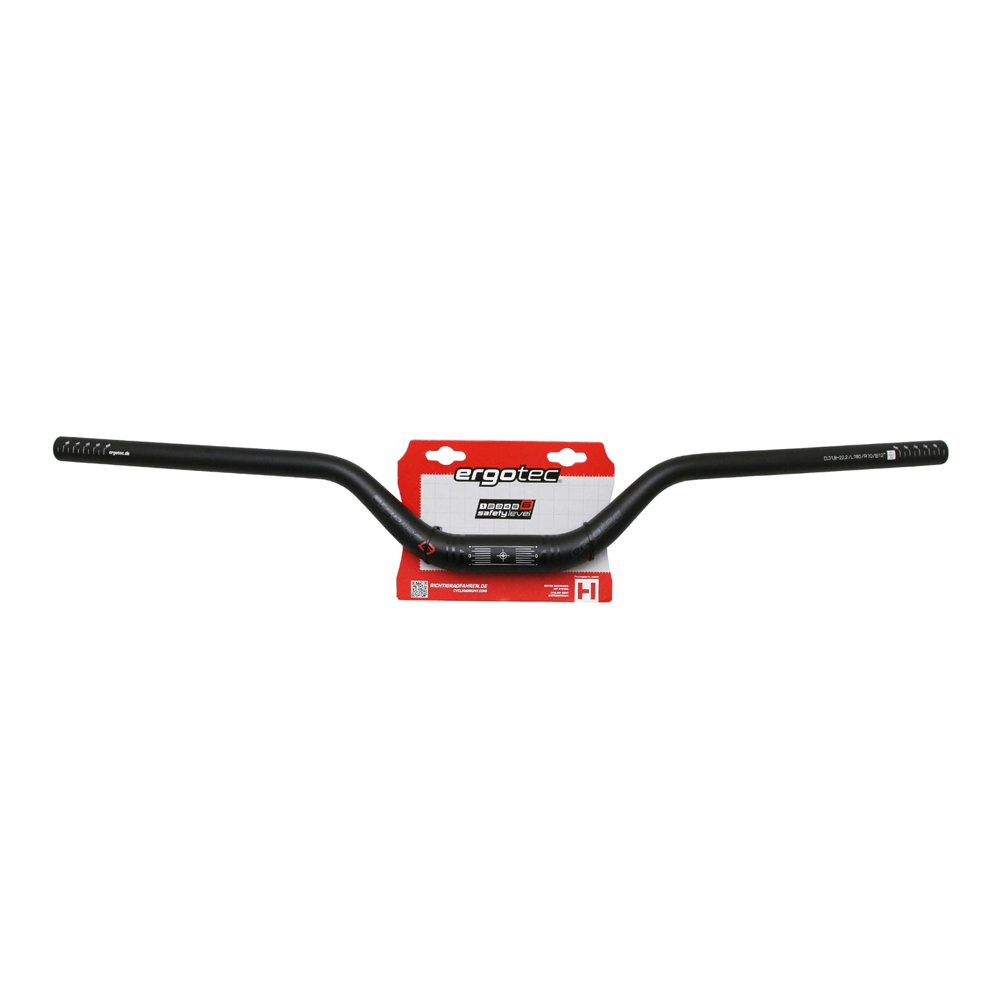 MTB Handlebar Ergotec Riser Bar Black Aluminum dia 31.8mm L 780mm Rise 70mm