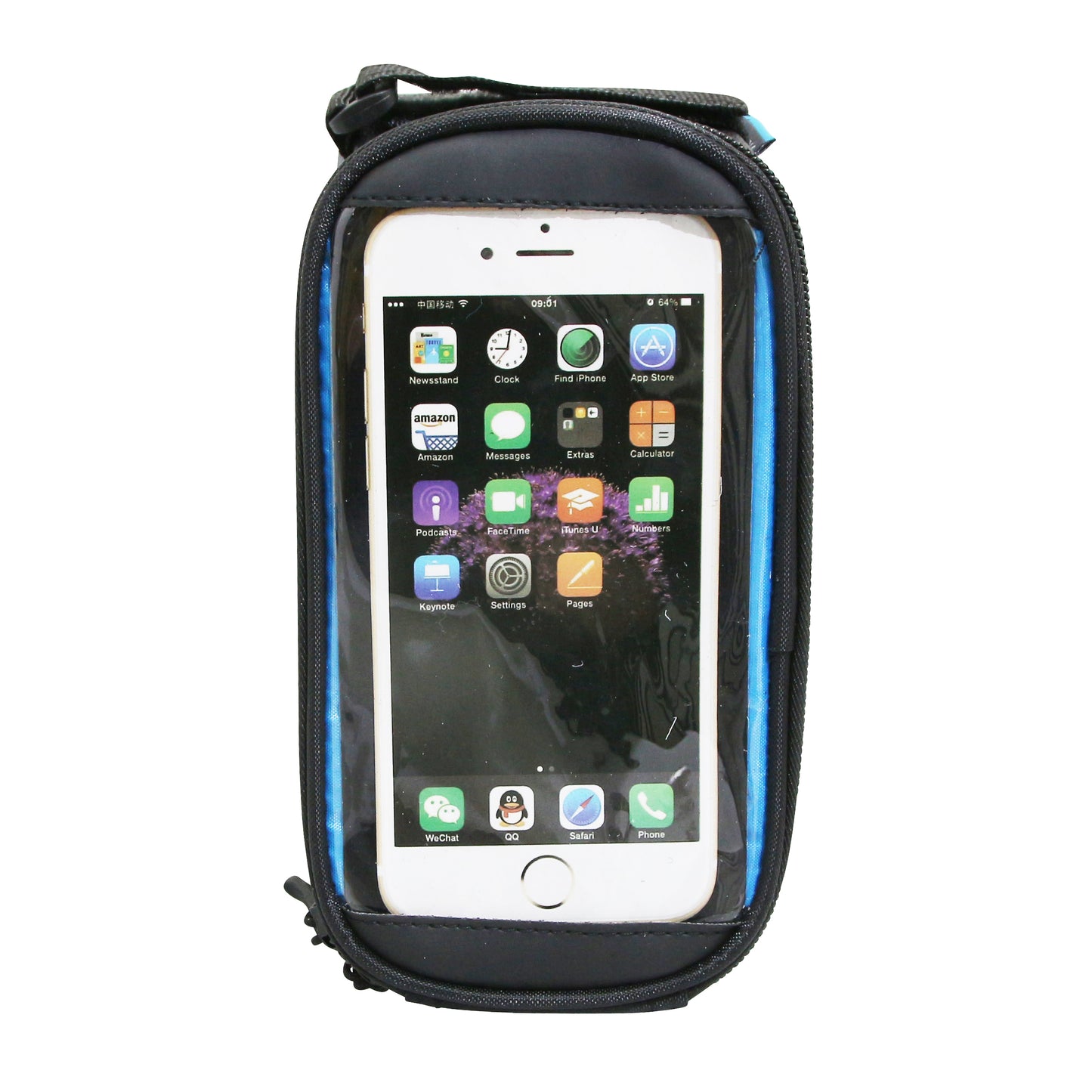 Bicycle top tube/stem smartphone bag for cell phone/iPhone with Velcro fastening 19.5x10x9cm