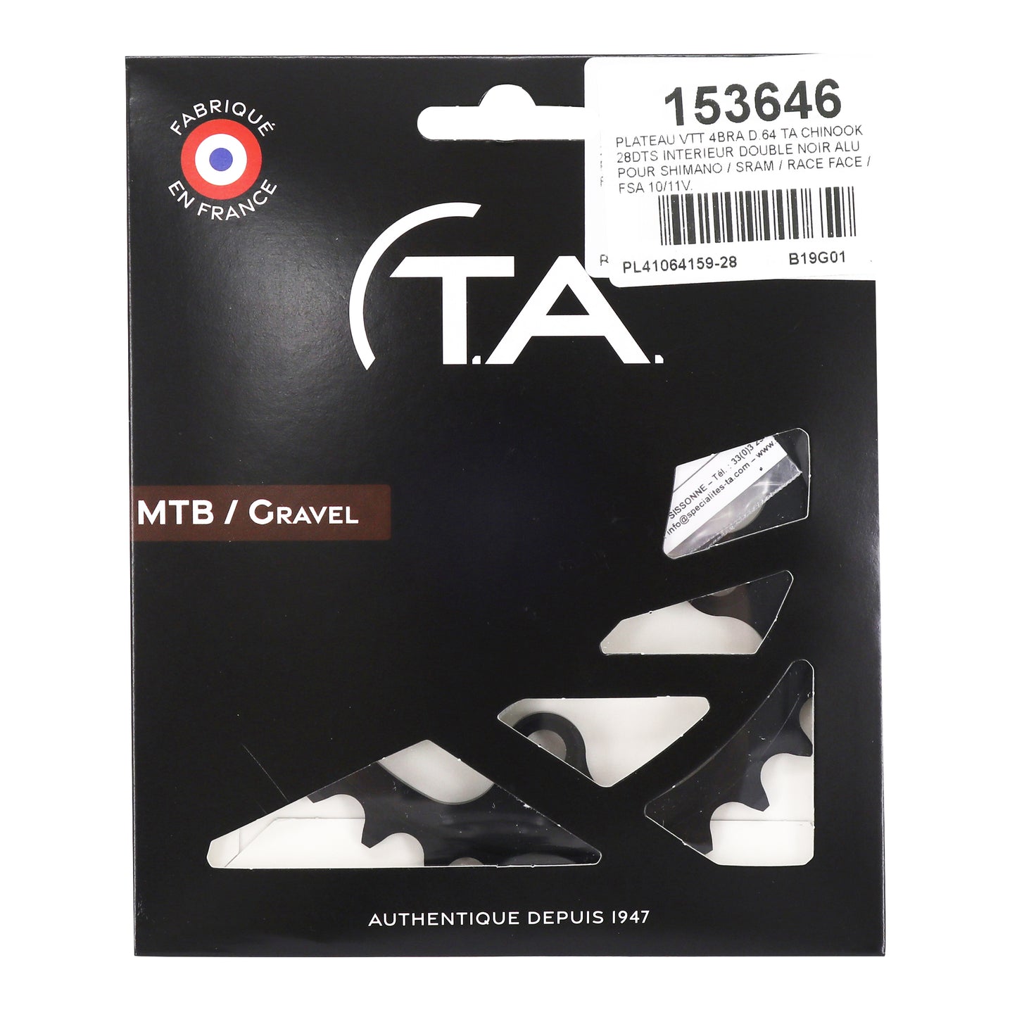 Plateau VTT TA Chinook 4 bras D64 28D int double 10-11V