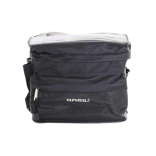 Sac vélo Basil mali 8l noir fixation cintre par sangles velcros ajustables