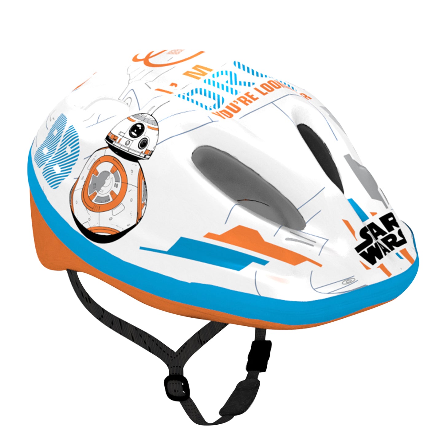 Casque vélo enfant Disney v2 starwars blanc-bleu-orange avec molette réglage