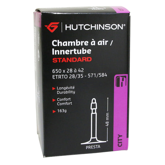 Chambre à air vélo 650 x 35b 28-42 Hutchinson valve presta 48mm 163g