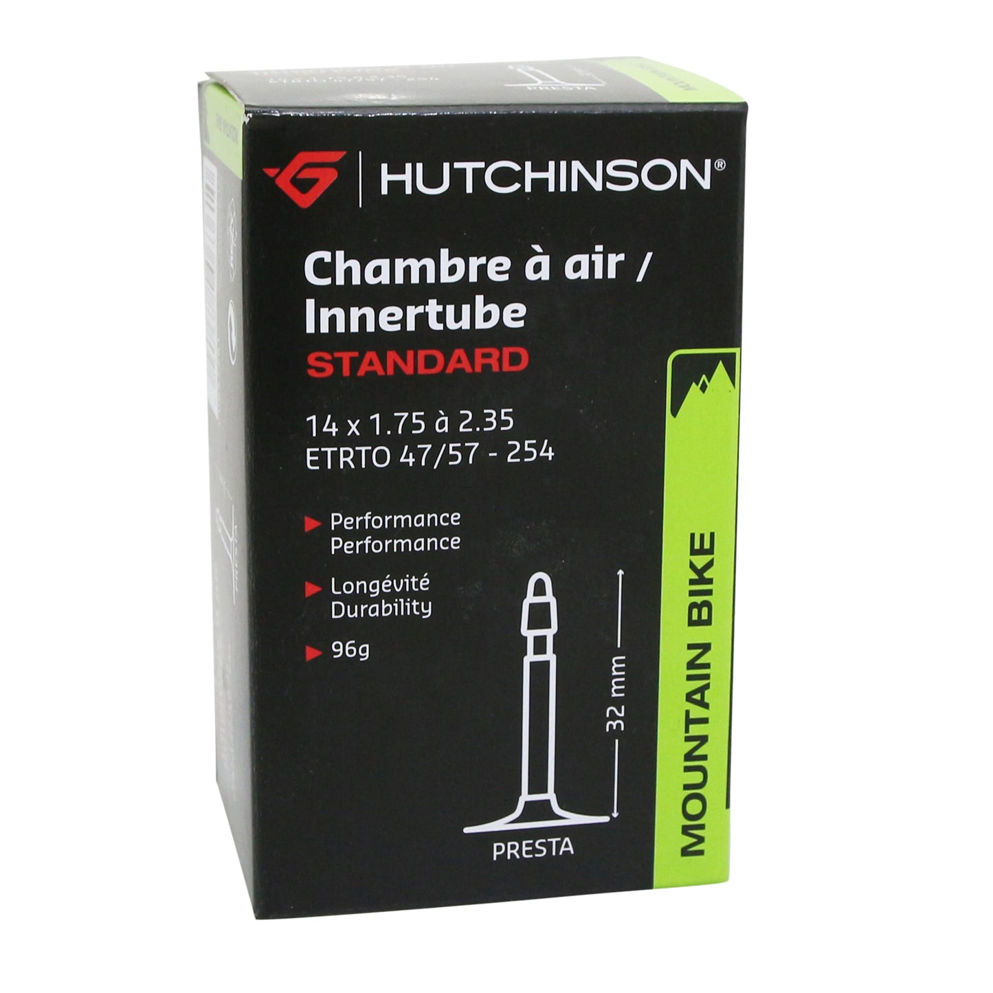 Bicycle inner tube 14 x 1.75 Hutchinson presta valve 32mm 80g