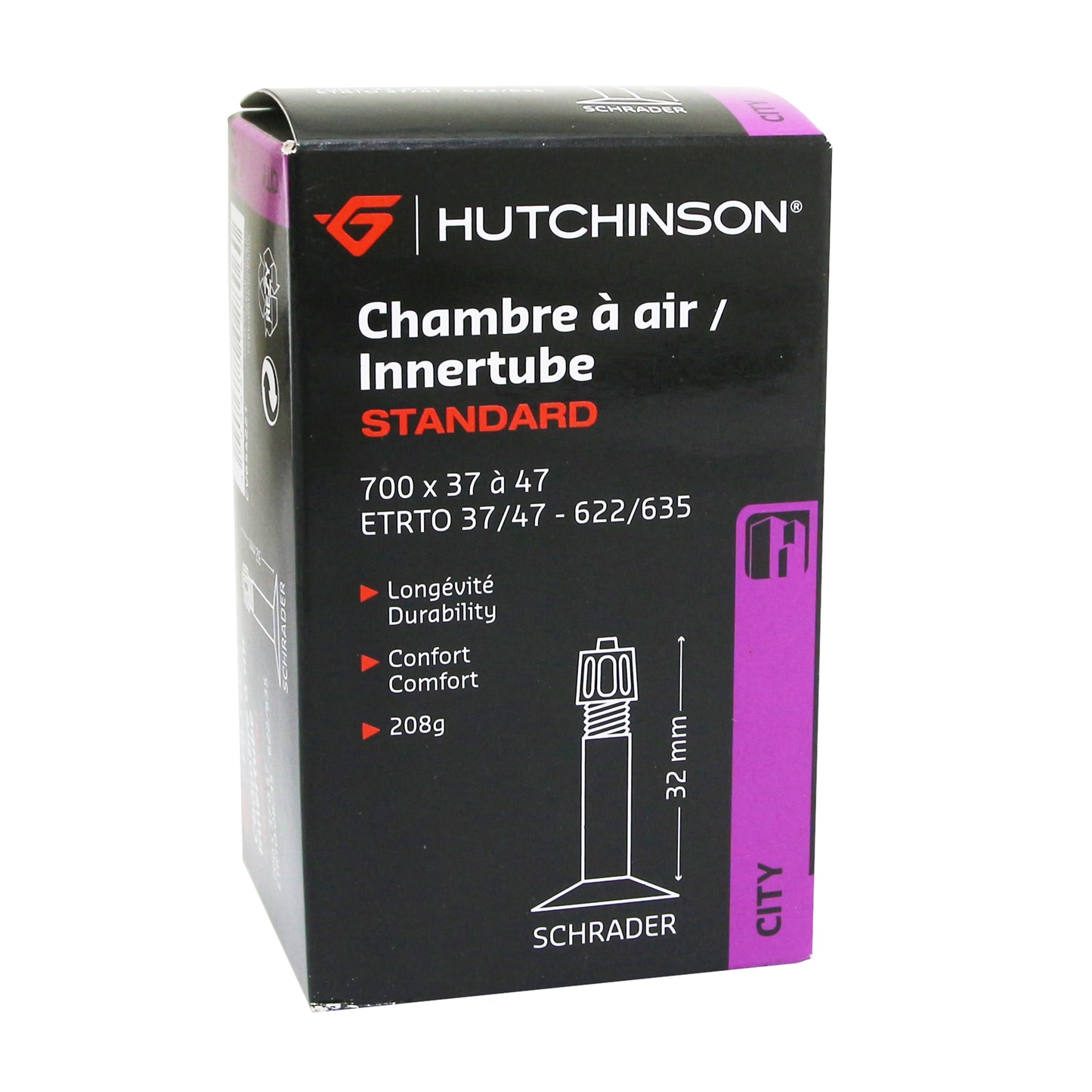 Hutchinson 700 x 37-50 Standard Valve 32mm Bicycle Inner Tube 208g