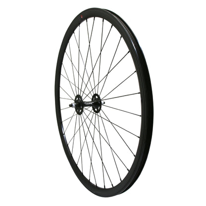 Roue PCP route fixie patin noir avant écrous jante 17C profil 28mm