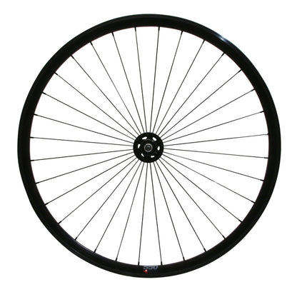 Roue PCP route fixie patin noir avant écrous jante 17C profil 28mm