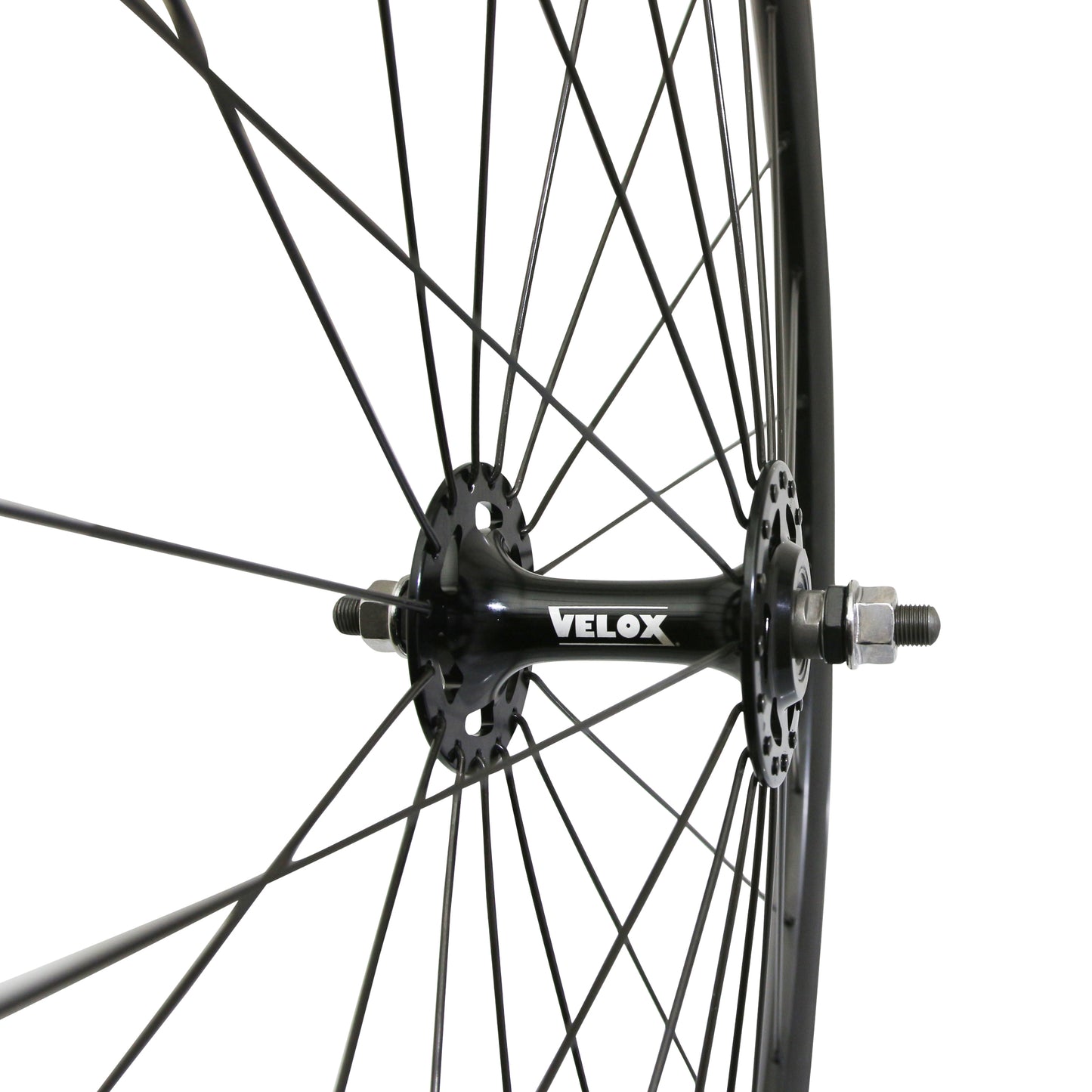Roue PCP route fixie patin noir avant écrous jante 17C profil 28mm