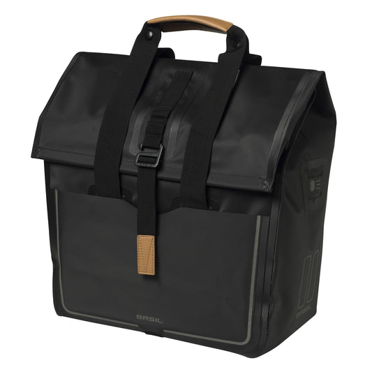 Sacoche arrière vélo latérale Basil urban dry shopper noir droit-gauche waterproof 20l 32x15x37cm