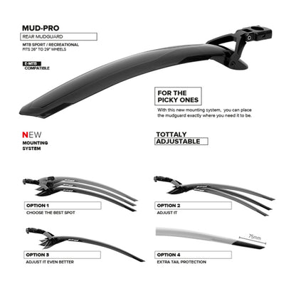 Polisport Mud Pro 26-29" Rear MTB Mudguard Black
