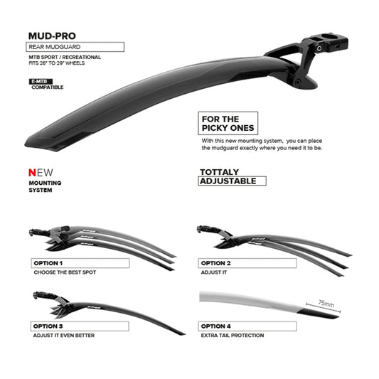 Polisport Mud Pro 26-29" Rear MTB Mudguard Black