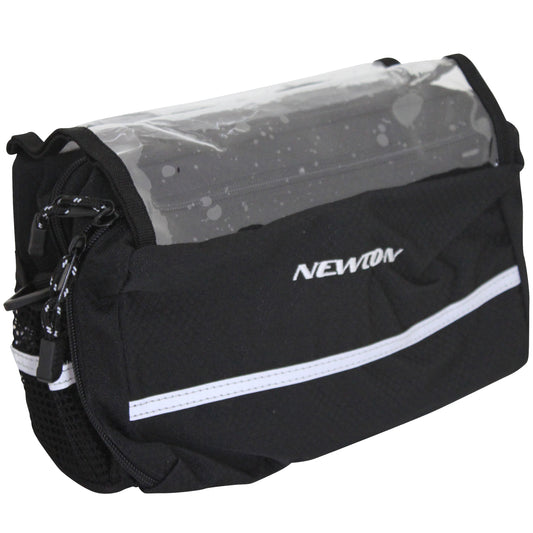Newton n2 Black Handlebar Bag 25.8-31.8 Clip-on Mount with Map Holder and Reflective Strip L24.5xW17xH14