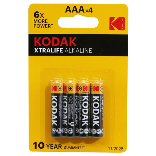 Pile Kodak LR03 AAA alcaline Xtralife 1.5V vendues par 4