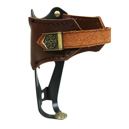 Porte-bidon Newton Vintage alu noir cuir brun