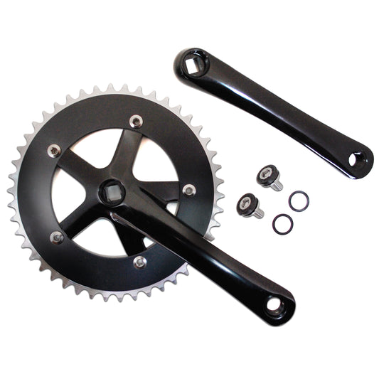 Black aluminum fixie road crankset 165mm 46T chainring
