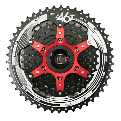 Cassette 11v. Sunrace mx9 10-46 VTT corps xd métallique argent - livré avec adaptateur -