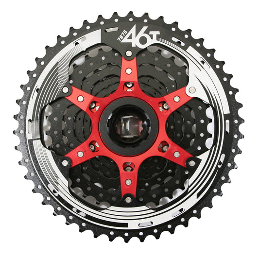 Cassette 11v. Sunrace mx9 10-46 VTT corps xd métallique argent - livré avec adaptateur -