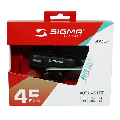 Eclairage vélo usb avant Sigma aura 45 lux