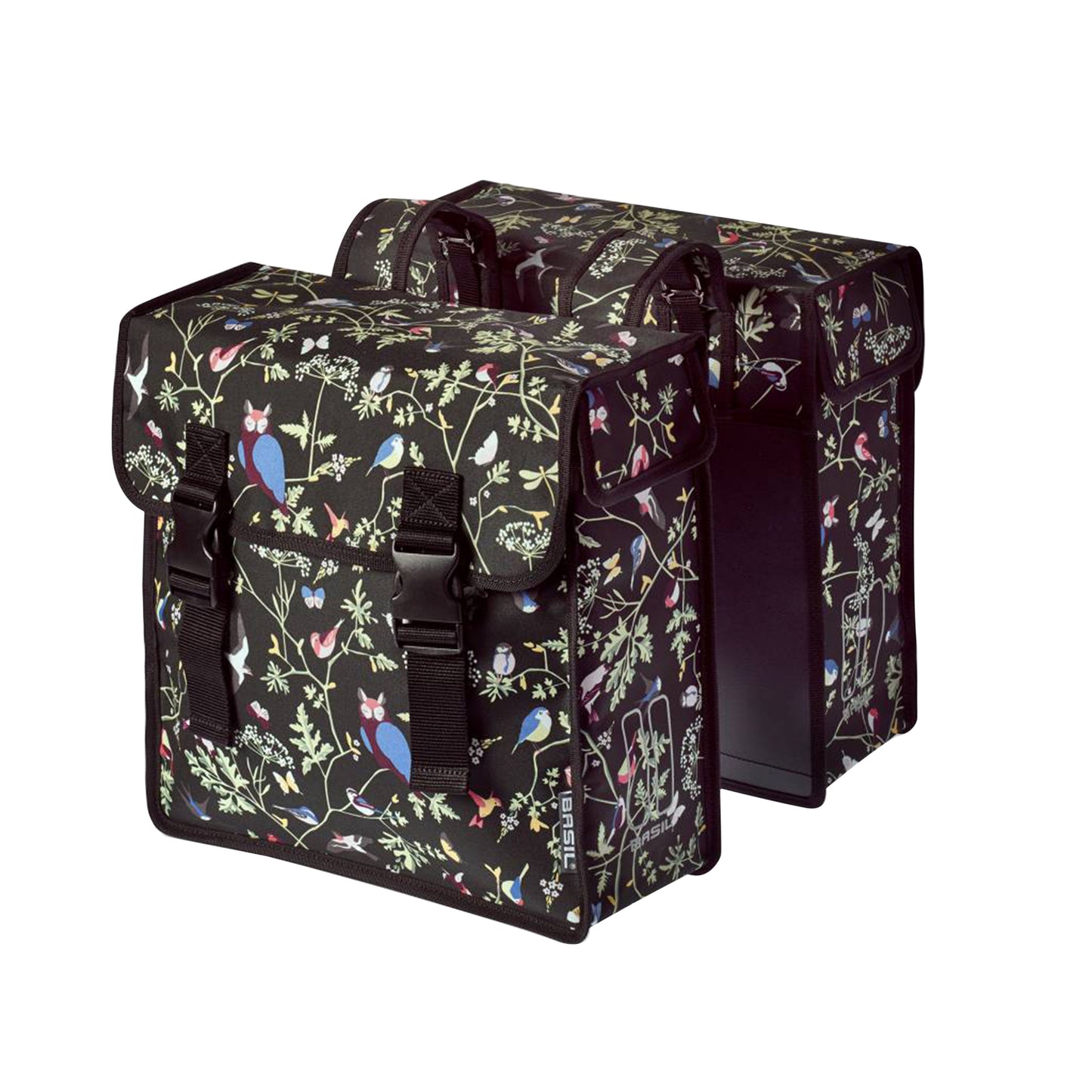Basil Wanderlust double pannier 35L black velcro attachment to luggage rack 37x15x37cm