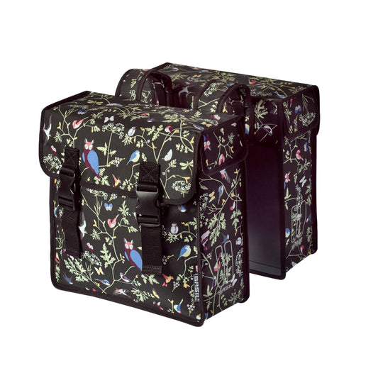 Sacoche arrière vélo double Basil wanderlust 35l noir fixation velcros sur porte bagage 37x15x37cm