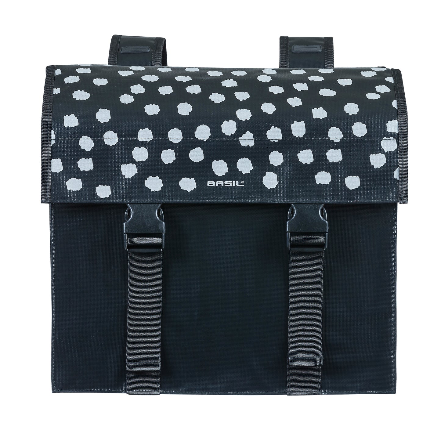 Basil Urban Load Double Bike Pannier Waterproof Black-White Reflective 48-53L 41x18x46cm Waterproof