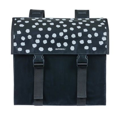 Basil Urban Load Double Bike Pannier Waterproof Black-White Reflective 48-53L 41x18x46cm Waterproof