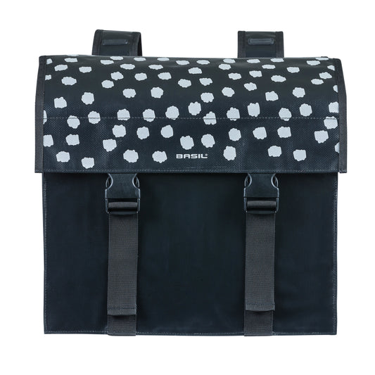 Sacoche arrière vélo double Basil urban load waterproof noir-blanc reflective 48-53l 41x18x46cm waterproof