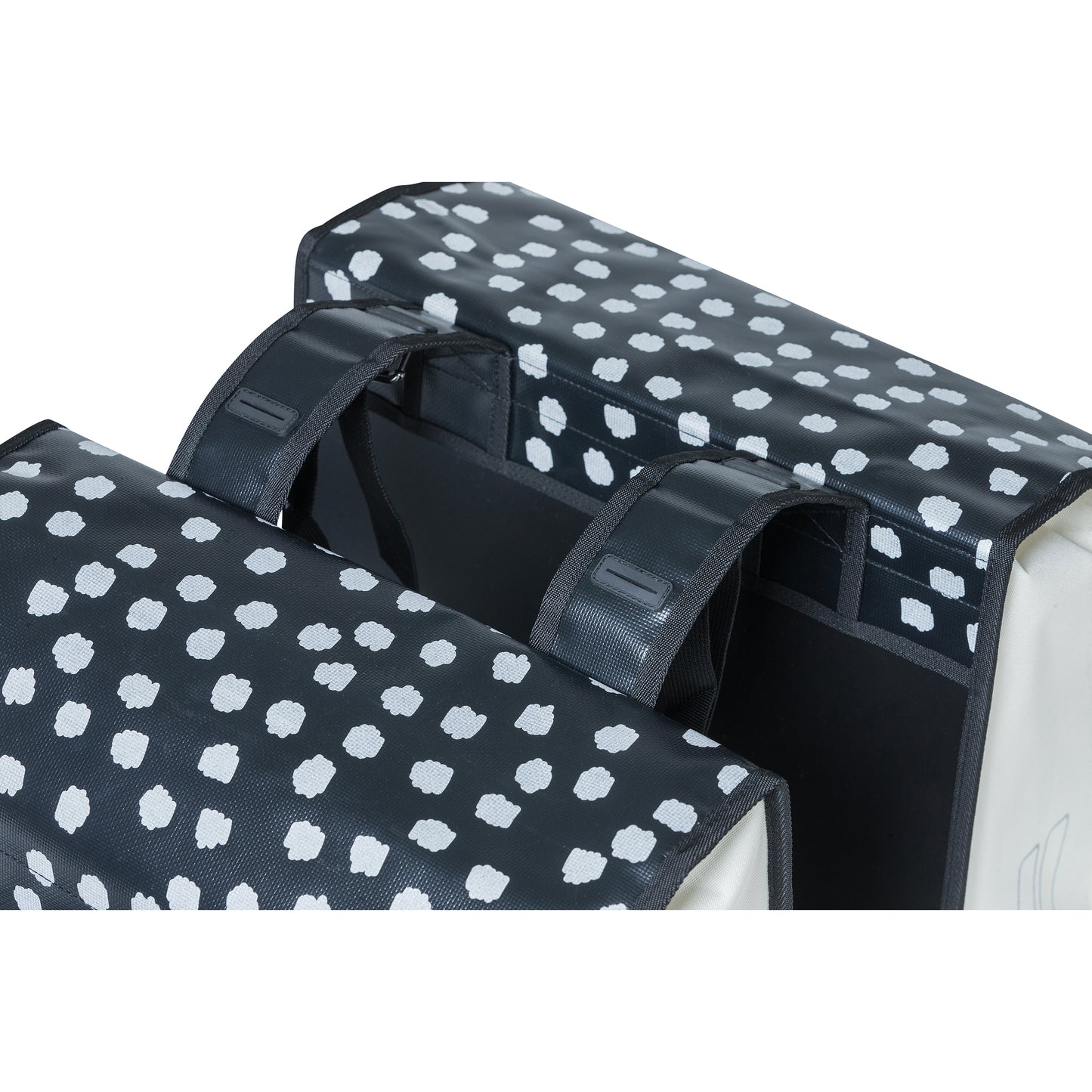 Basil Urban Load Double Bike Pannier Waterproof Black-White Reflective 48-53L 41x18x46cm Waterproof