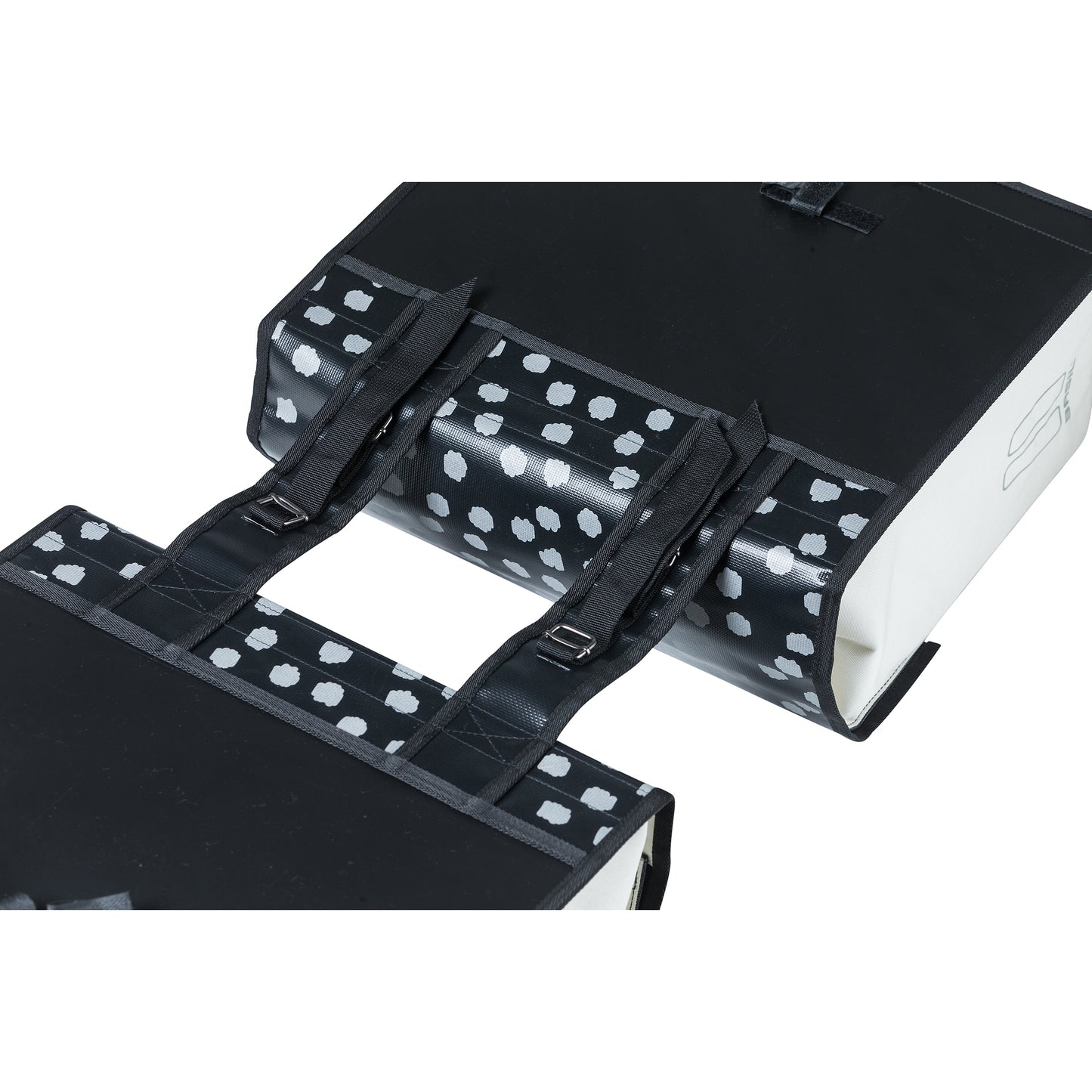 Basil Urban Load Double Bike Pannier Waterproof Black-White Reflective 48-53L 41x18x46cm Waterproof