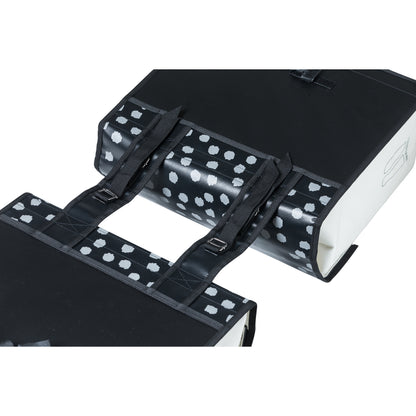Basil Urban Load Double Bike Pannier Waterproof Black-White Reflective 48-53L 41x18x46cm Waterproof