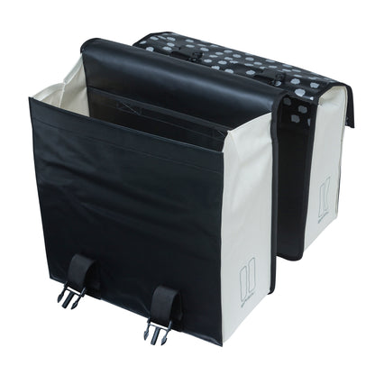 Basil Urban Load Double Bike Pannier Waterproof Black-White Reflective 48-53L 41x18x46cm Waterproof