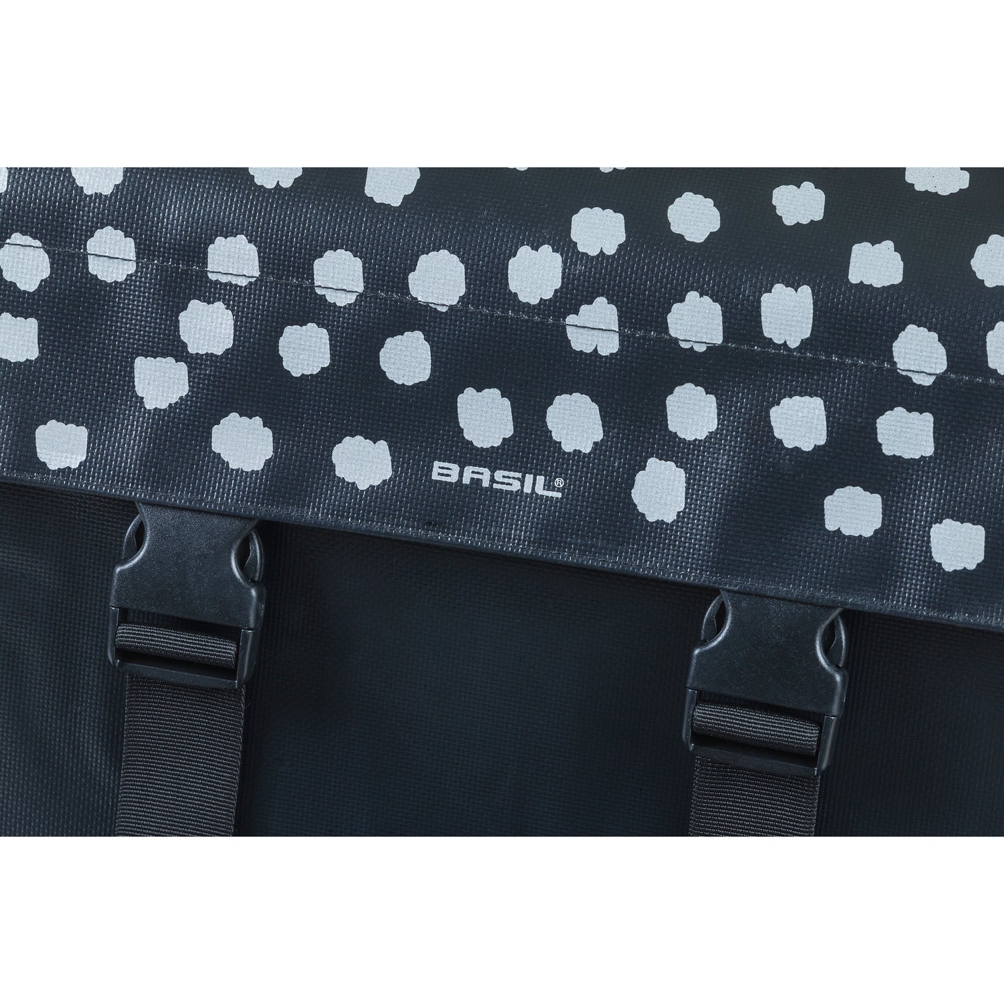 Basil Urban Load Double Bike Pannier Waterproof Black-White Reflective 48-53L 41x18x46cm Waterproof