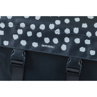 Basil Urban Load Double Bike Pannier Waterproof Black-White Reflective 48-53L 41x18x46cm Waterproof
