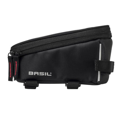 Sacoche de cadre-potence vélo Basil pour portable / I-phone fixation à velcro noir 1l sangles tube oversize 19x11x11cm