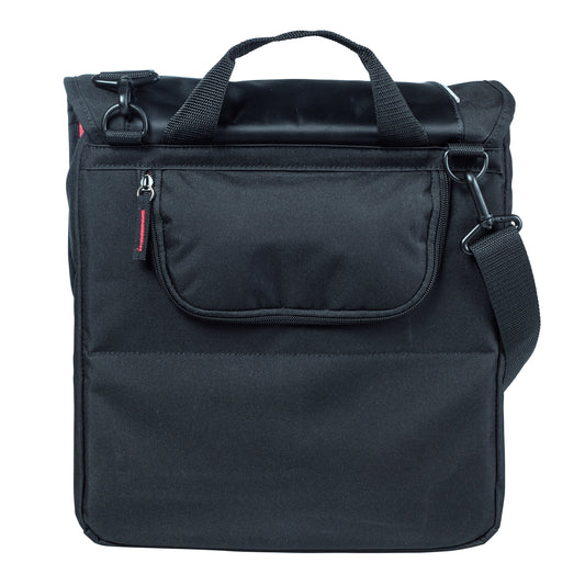 Sacoche arrière vélo latérale Basil sport droit-gauche avec protege pluie 18l noir fixation hook ON sur porte bagage- spécial VAE-e-bike- 31x18x31cm