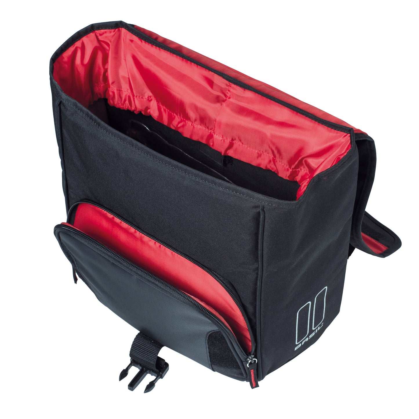 Sacoche arrière vélo latérale Basil sport droit-gauche avec protege pluie 18l noir fixation hook ON sur porte bagage- spécial VAE-e-bike- 31x18x31cm