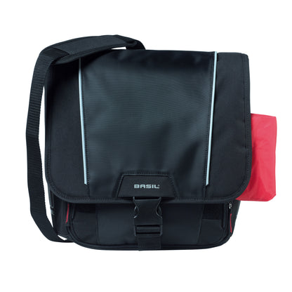 Sacoche arrière vélo latérale Basil sport droit-gauche avec protege pluie 18l noir fixation hook ON sur porte bagage- spécial VAE-e-bike- 31x18x31cm