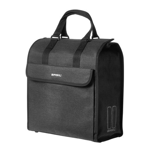 Sacoche arrière vélo latérale Basil mira noir droit-gauche 17l fixation porte bagage sur crochet hook